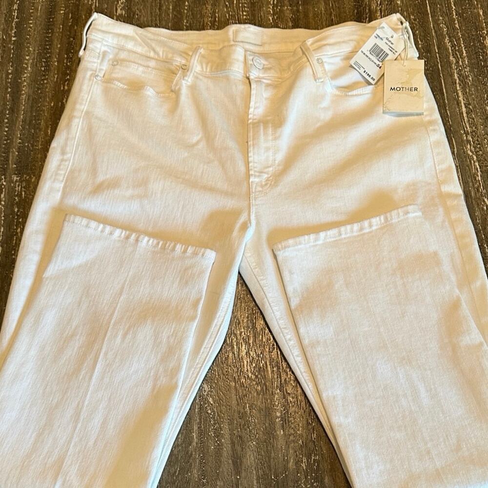 NWT Mother Mid Rise Dazzler Ankle Fairest of Them All Jeans White Womens Size 34